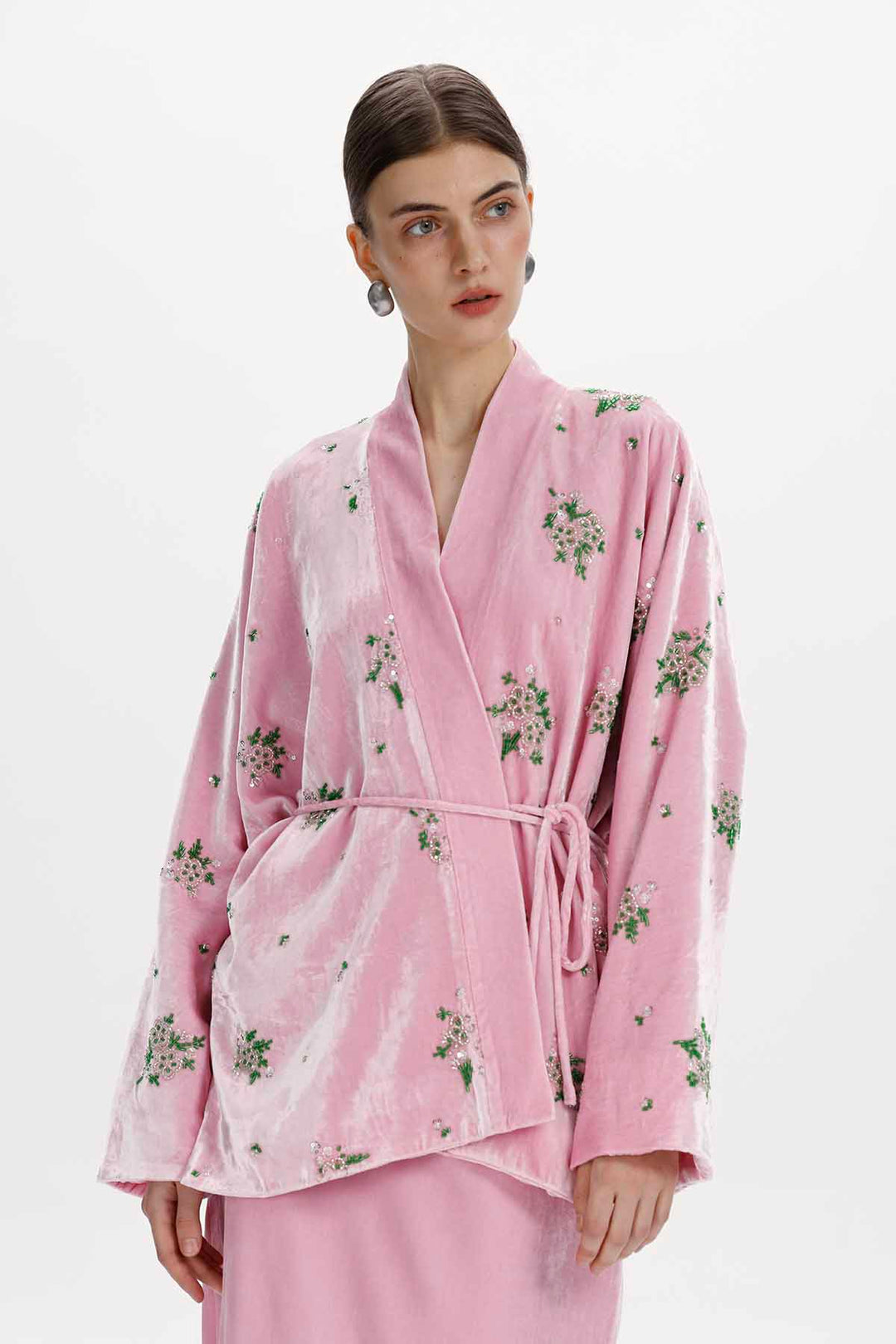 Della Beaded Floral Silk Velvet Jacket