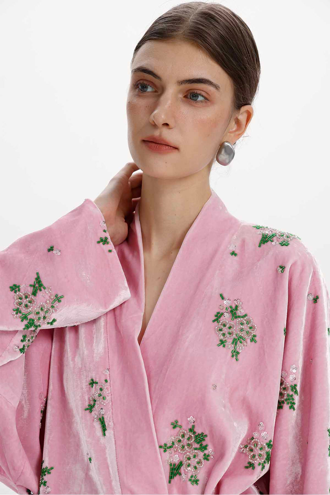Della Beaded Floral Silk Velvet Jacket