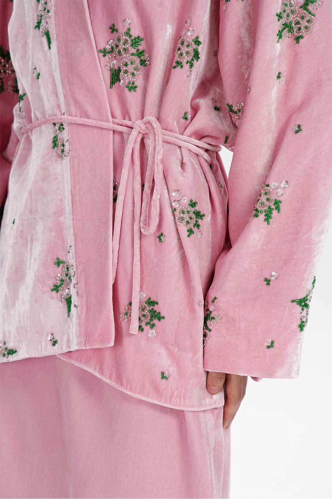 Della Beaded Floral Silk Velvet Jacket