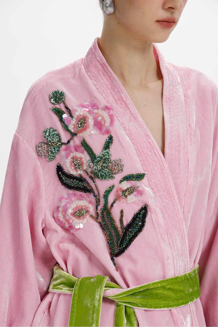 Cora Hand Beaded Floral Silk Velvet Jacket