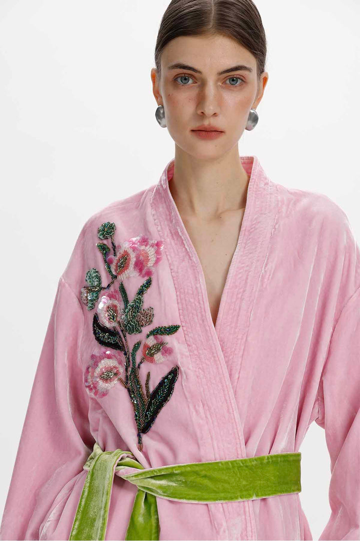 Cora Hand Beaded Floral Silk Velvet Jacket