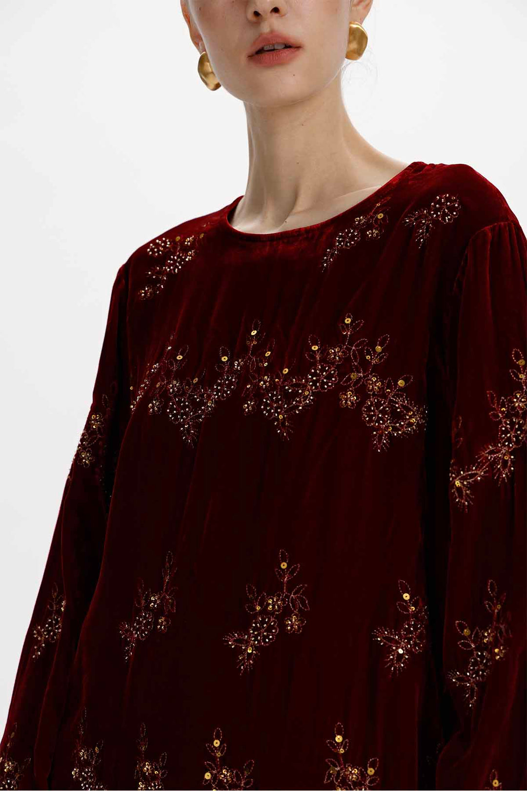 Flora Embroidered Sequin Silk Velvet Set