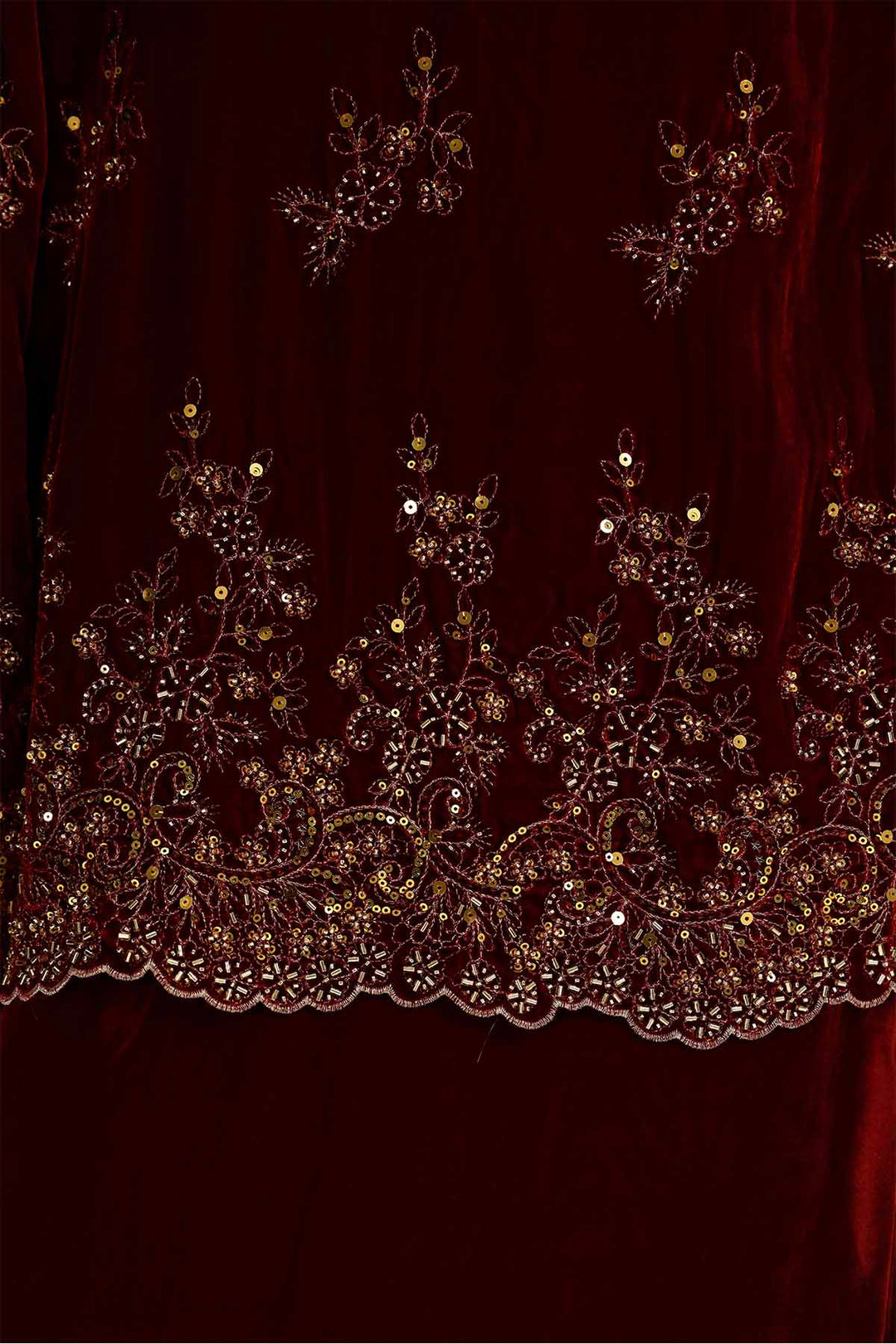 Flora Embroidered Sequin Silk Velvet Set