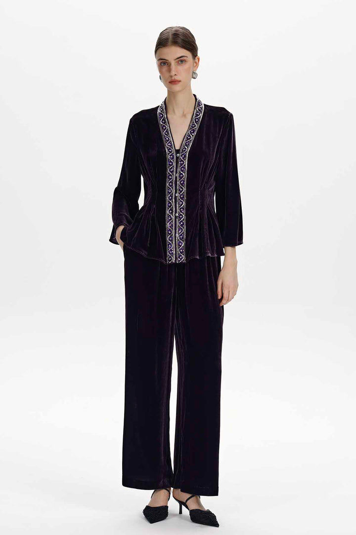 Cleo Embellished Silk Velvet Set