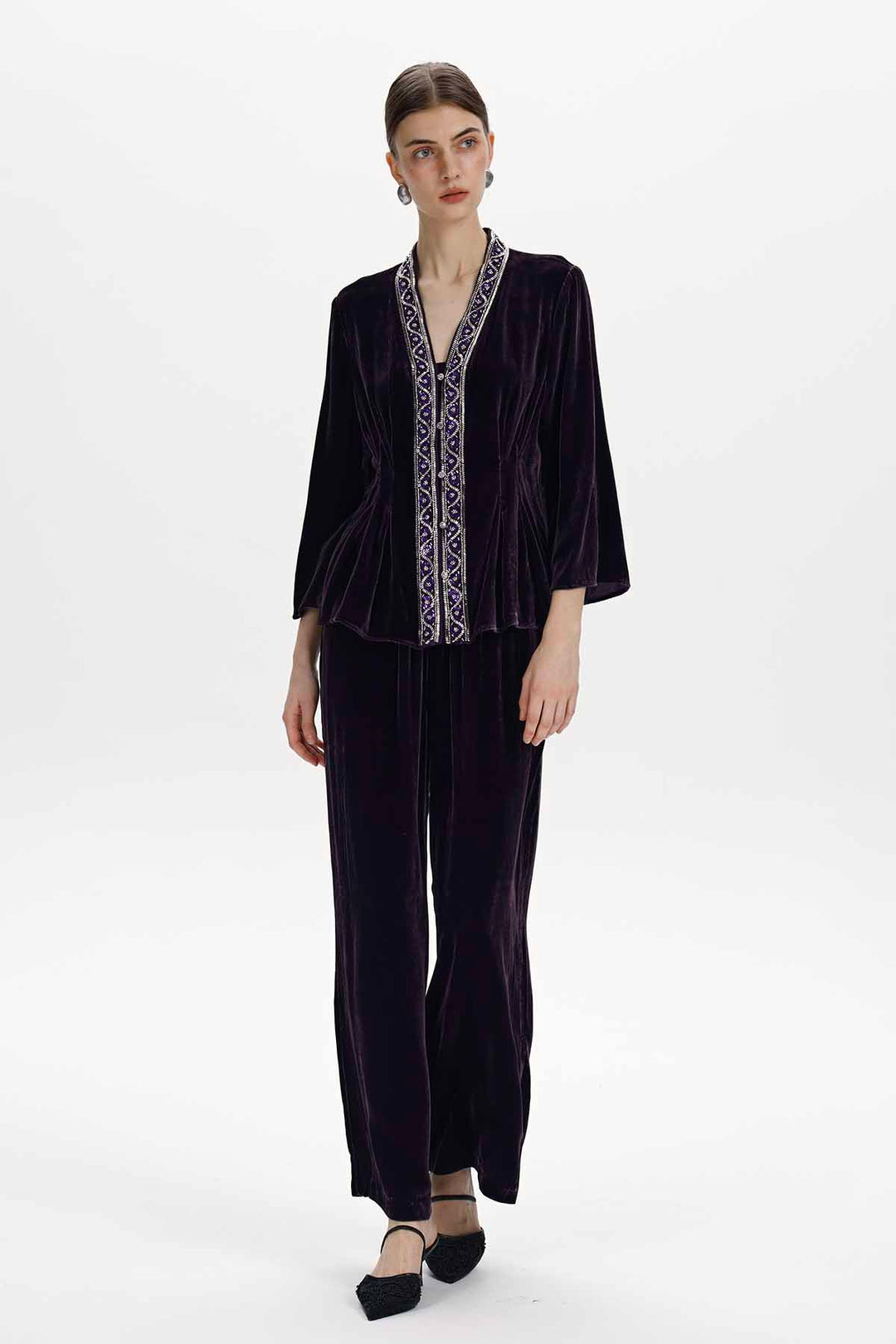 Cleo Embellished Silk Velvet Set