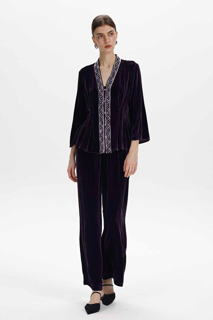 Cleo Embellished Silk Velvet Set