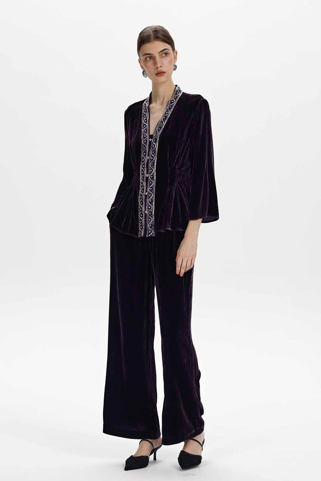 Cleo Embellished Silk Velvet Set