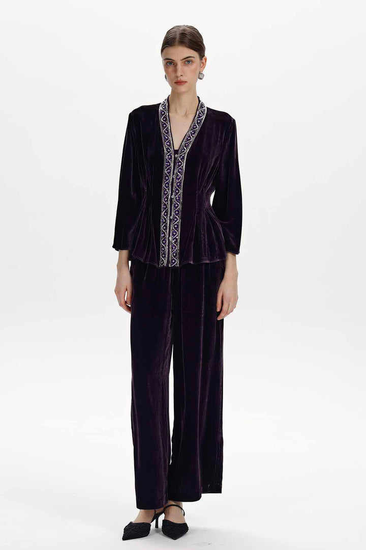 Cleo Embellished Silk Velvet Set