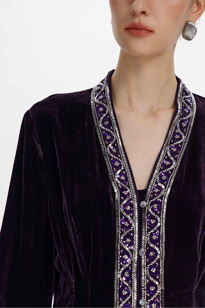 Cleo Embellished Silk Velvet Set