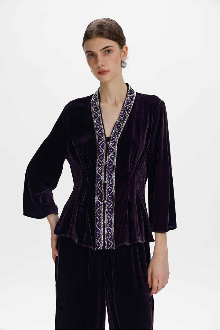 Cleo Embellished Silk Velvet Set