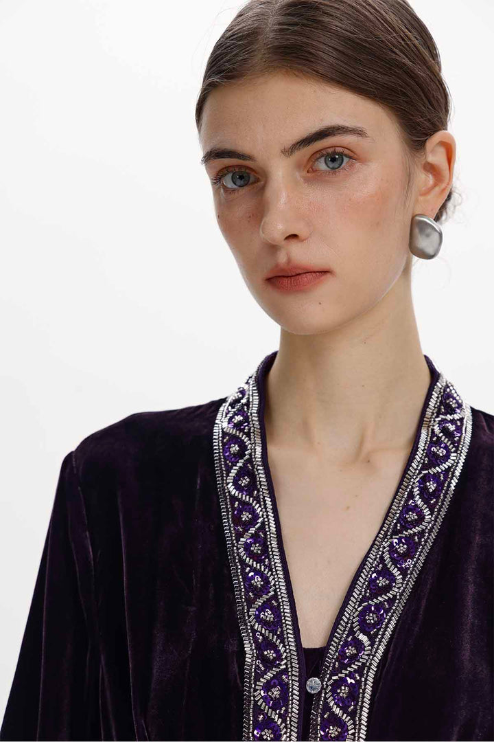 Cleo Embellished Silk Velvet Set
