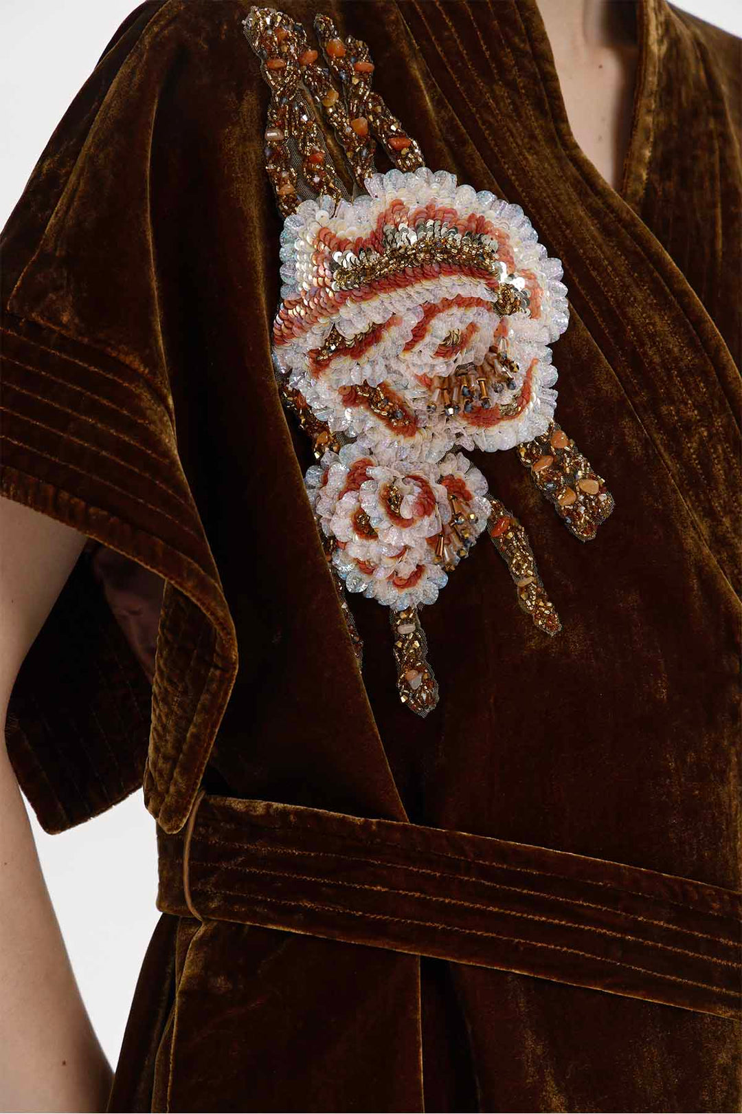 Gia Beaded Floral Velvet Wrap Set
