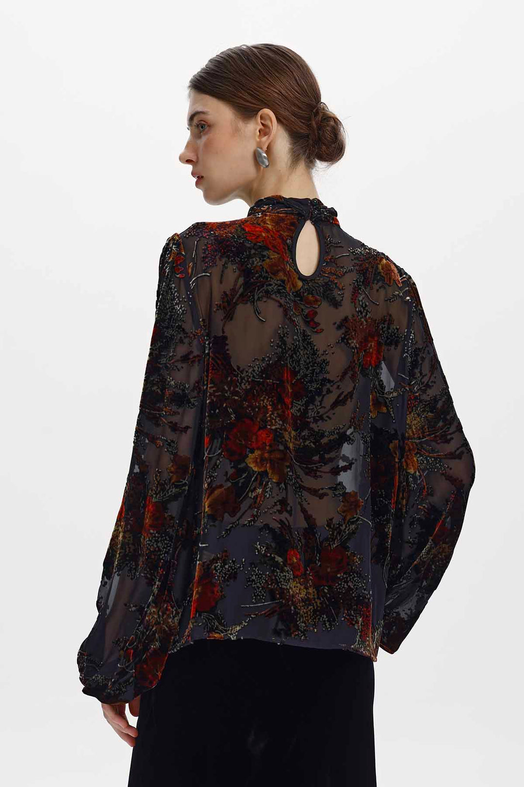 Esme Floral Burnout Velvet Blouse
