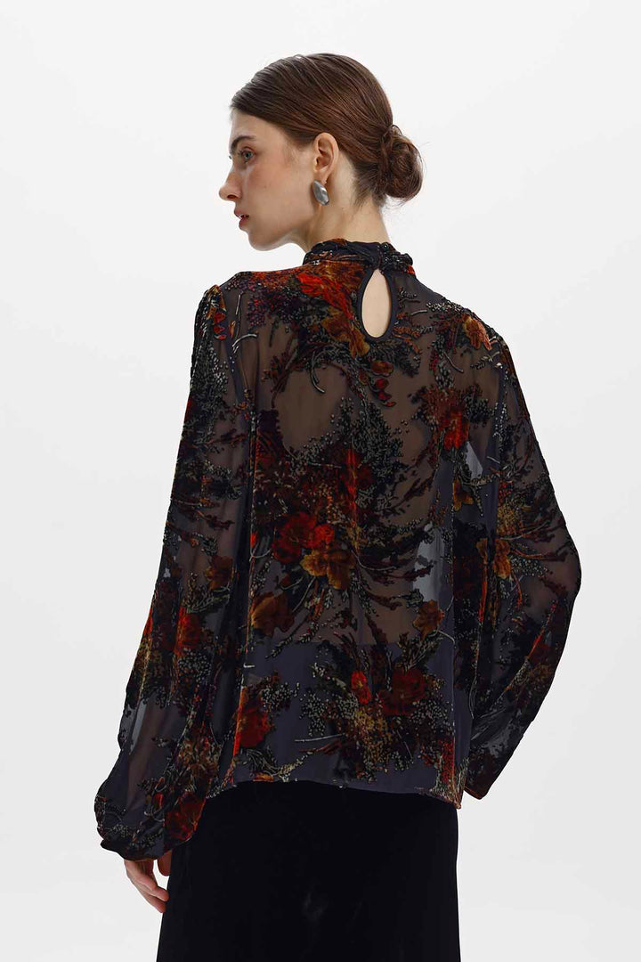 Esme Floral Burnout Velvet Blouse