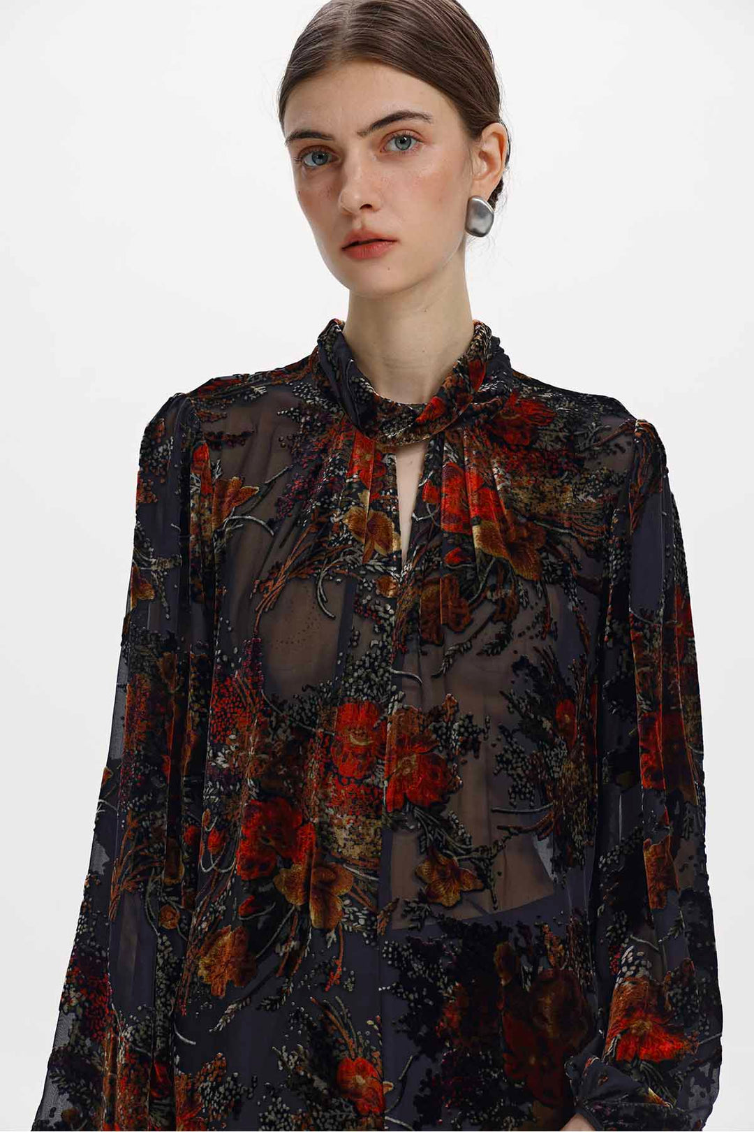 Esme Floral Burnout Velvet Blouse
