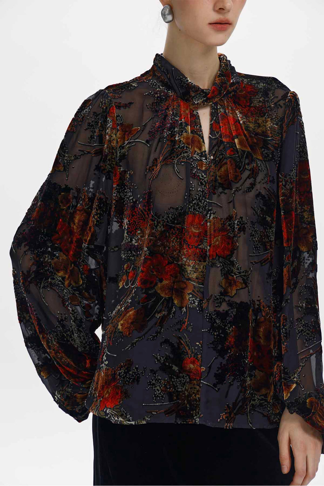 Esme Floral Burnout Velvet Blouse