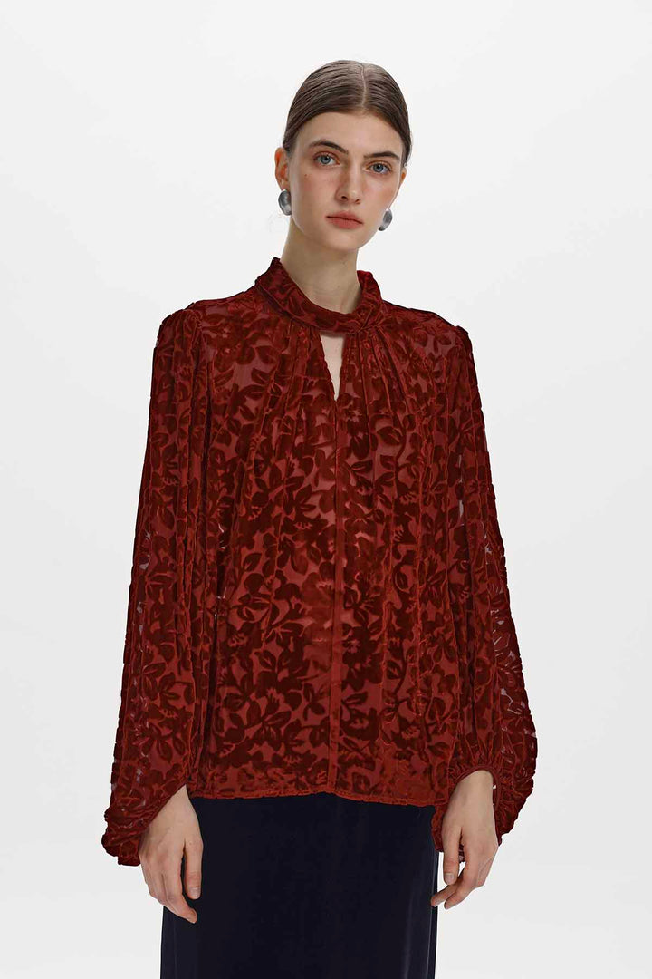 Esme Floral Burnout Velvet Blouse