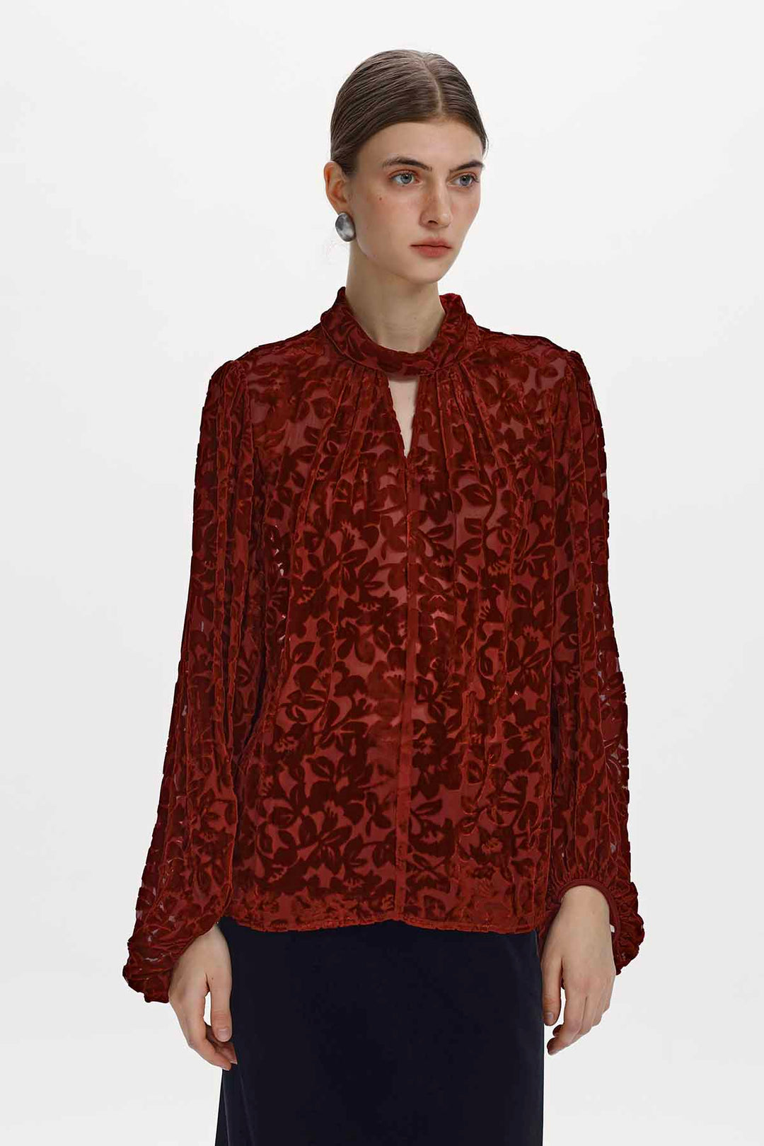 Esme Floral Burnout Velvet Blouse