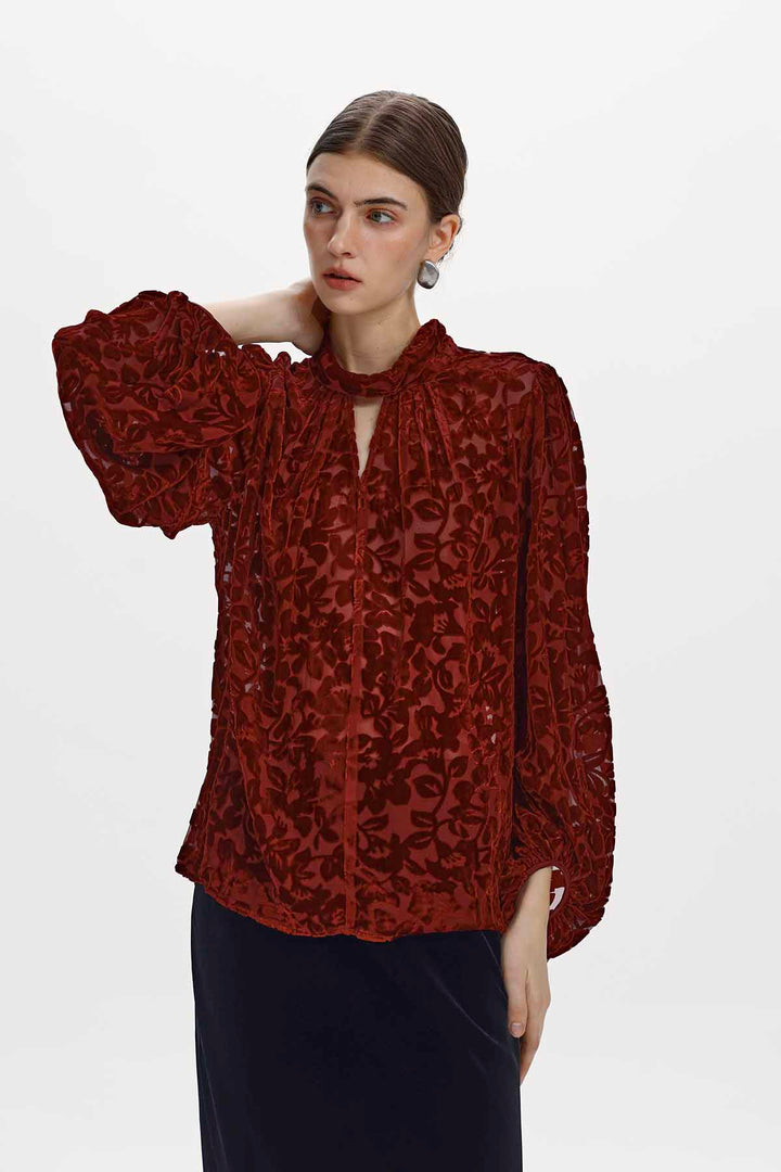 Esme Floral Burnout Velvet Blouse