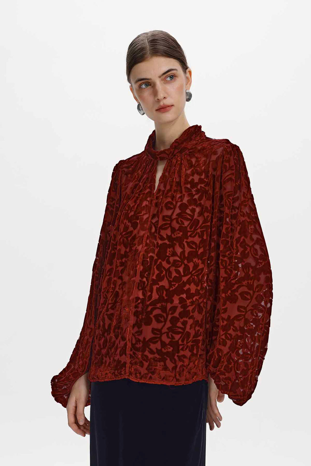 Esme Floral Burnout Velvet Blouse