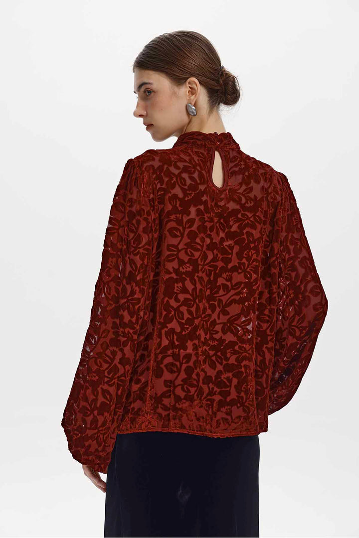 Esme Floral Burnout Velvet Blouse