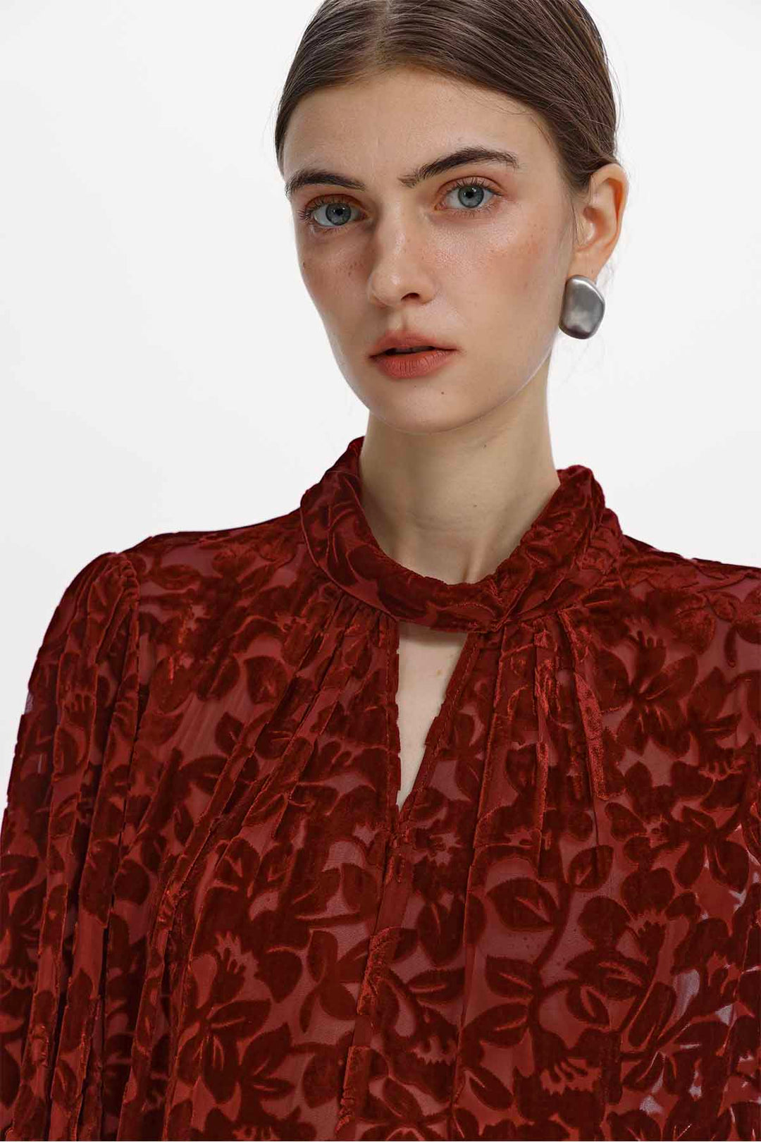 Esme Floral Burnout Velvet Blouse