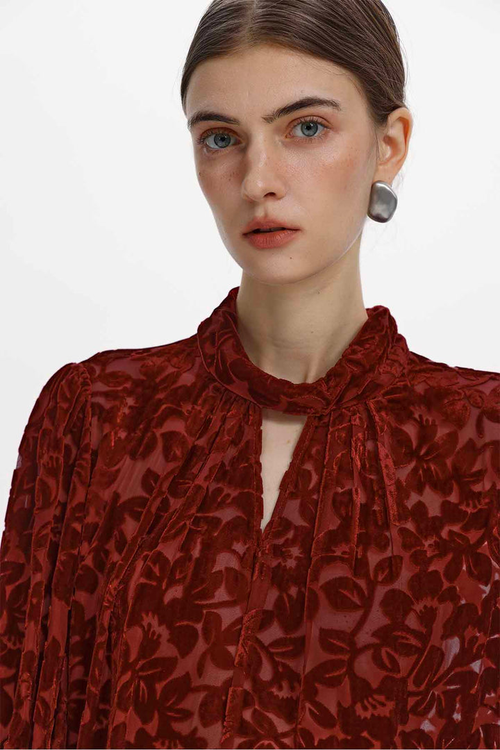 Esme Floral Burnout Velvet Blouse