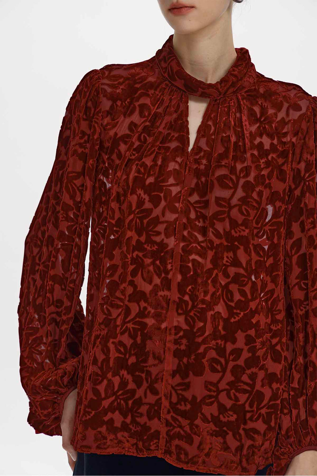 Esme Floral Burnout Velvet Blouse