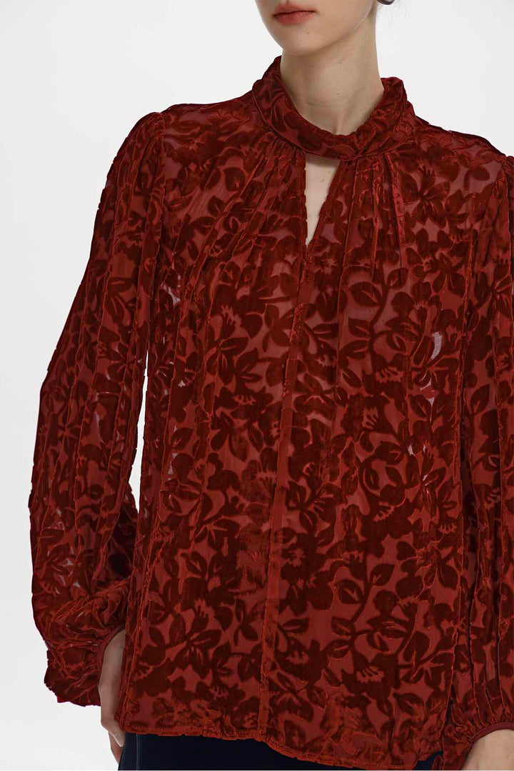 Esme Floral Burnout Velvet Blouse