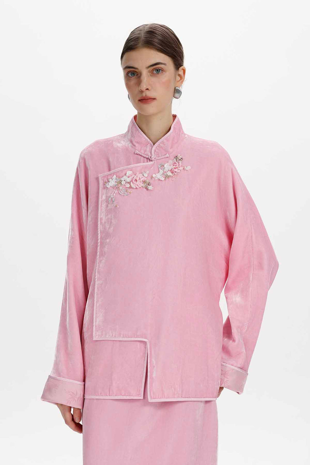 Etta Embellished Mandarin Collar Top