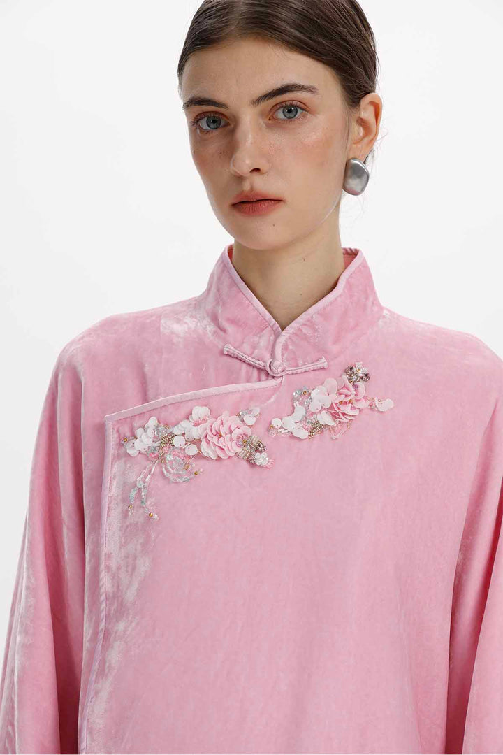 Etta Embellished Mandarin Collar Top