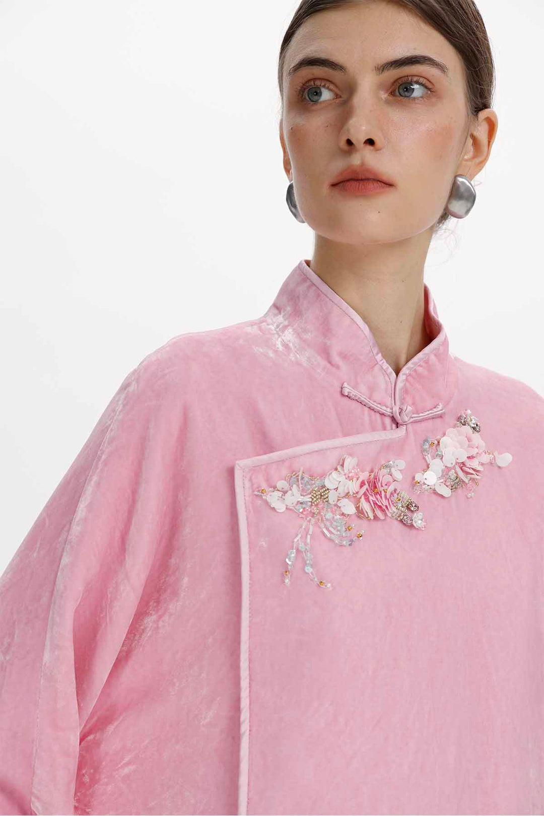 Etta Embellished Mandarin Collar Top
