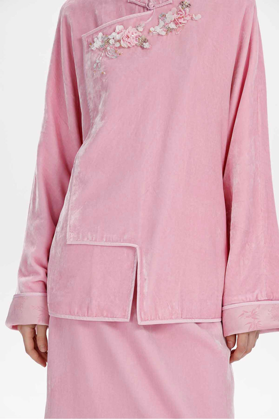 Etta Embellished Mandarin Collar Top