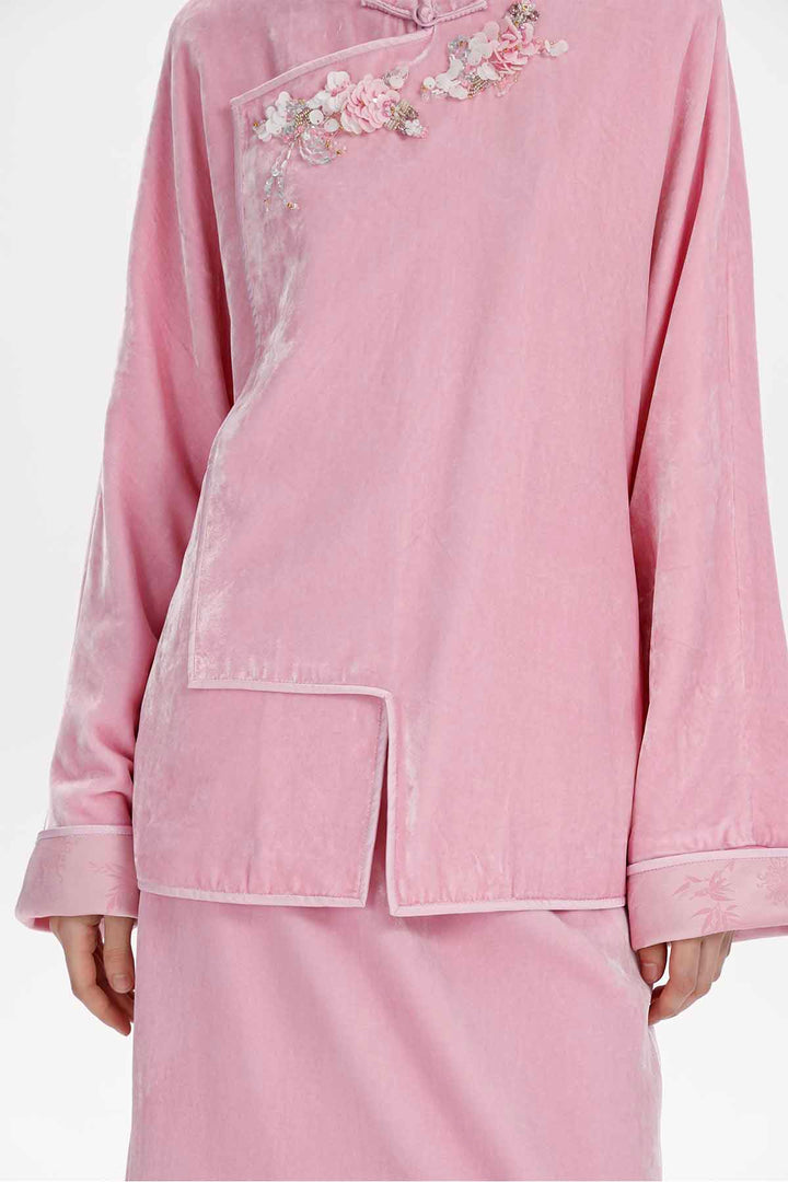 Etta Embellished Mandarin Collar Top