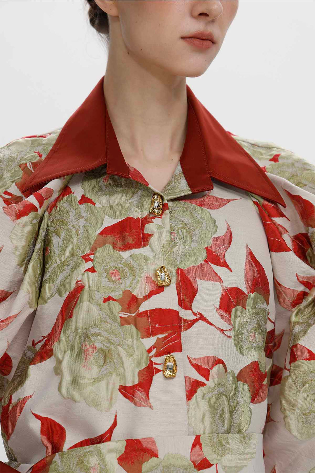 Livia Botanical Jacquard Long Coat