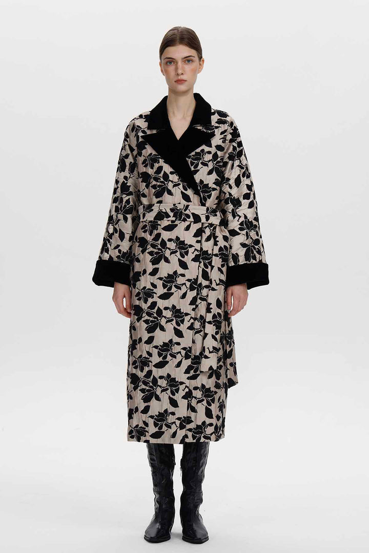 Leontine Floral Jacquard Long Coat