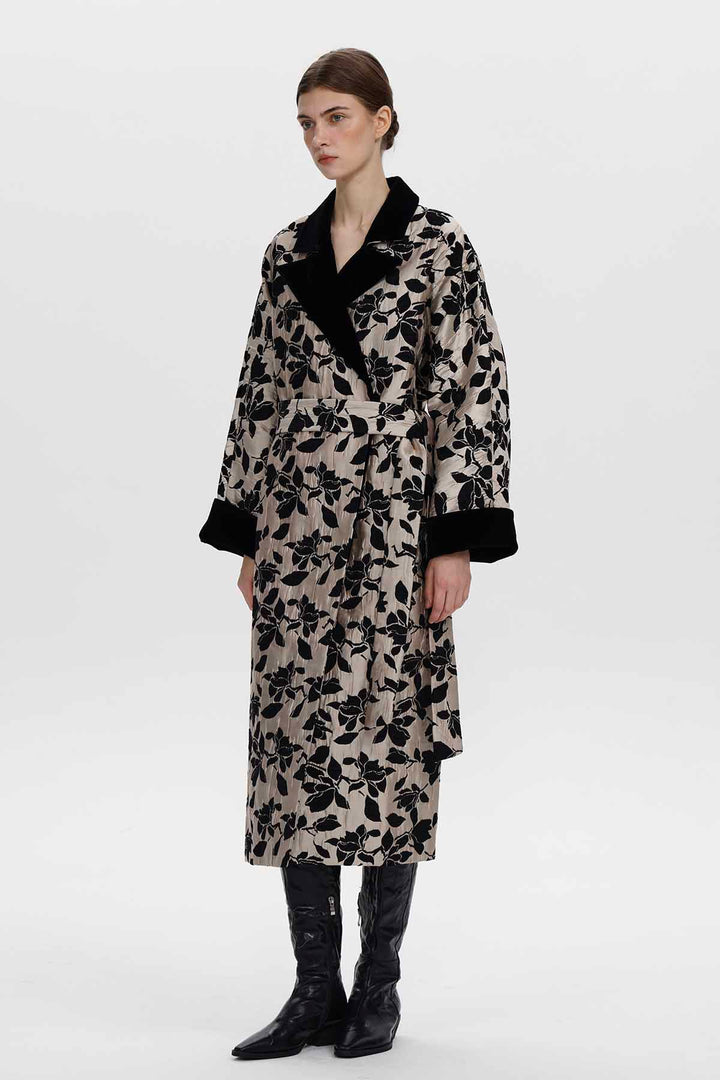 Leontine Floral Jacquard Long Coat