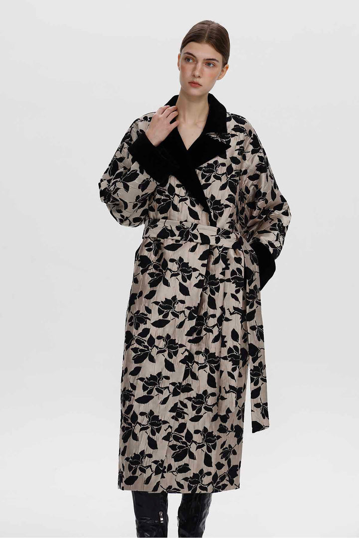Leontine Floral Jacquard Long Coat