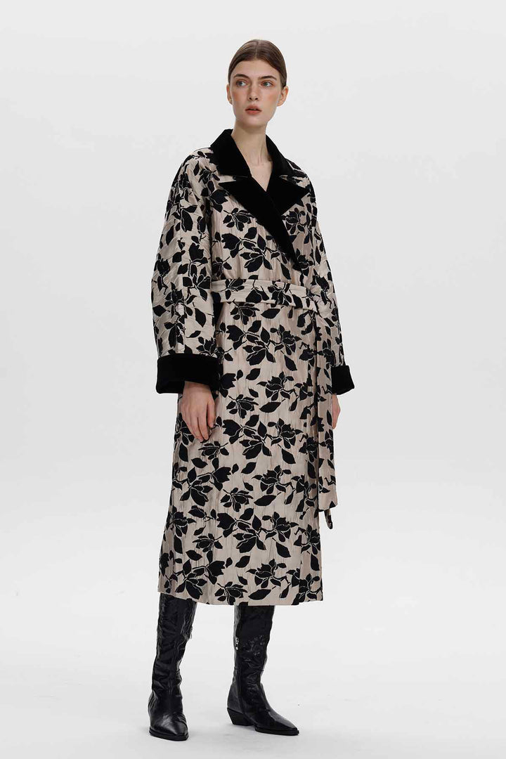 Leontine Floral Jacquard Long Coat