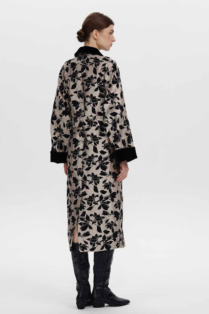 Leontine Floral Jacquard Long Coat