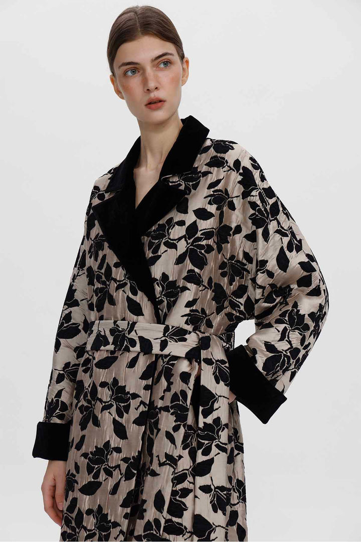 Leontine Floral Jacquard Long Coat