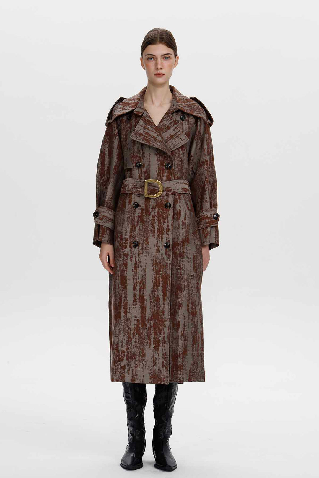 Cecilia Jacquard Belted Trench Coat