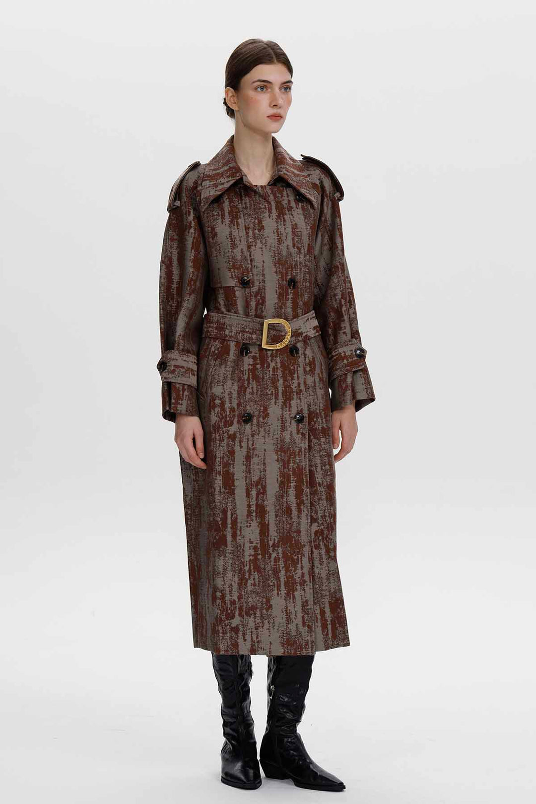 Cecilia Jacquard Belted Trench Coat