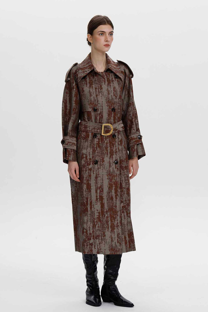 Cecilia Jacquard Belted Trench Coat