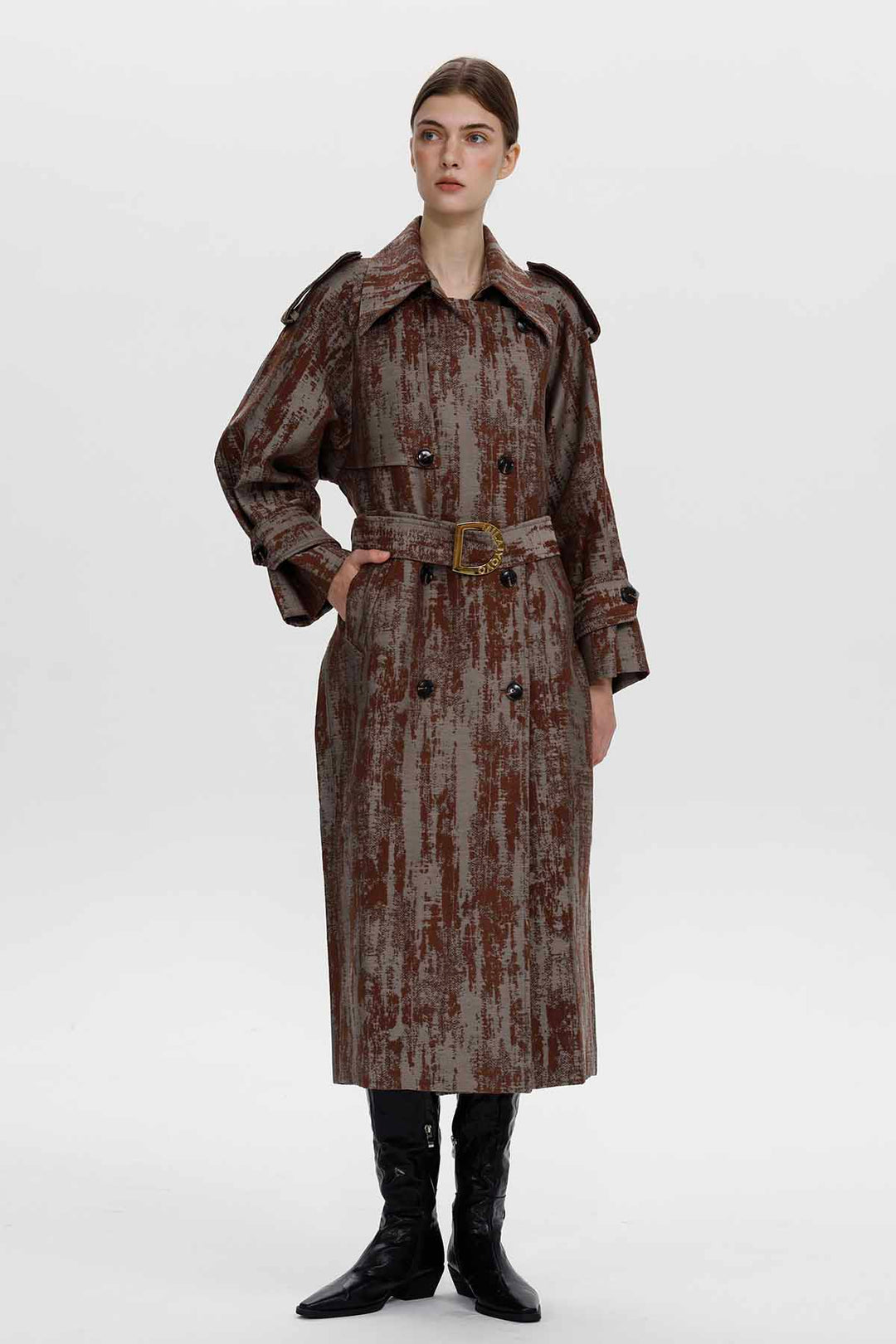 Cecilia Jacquard Belted Trench Coat