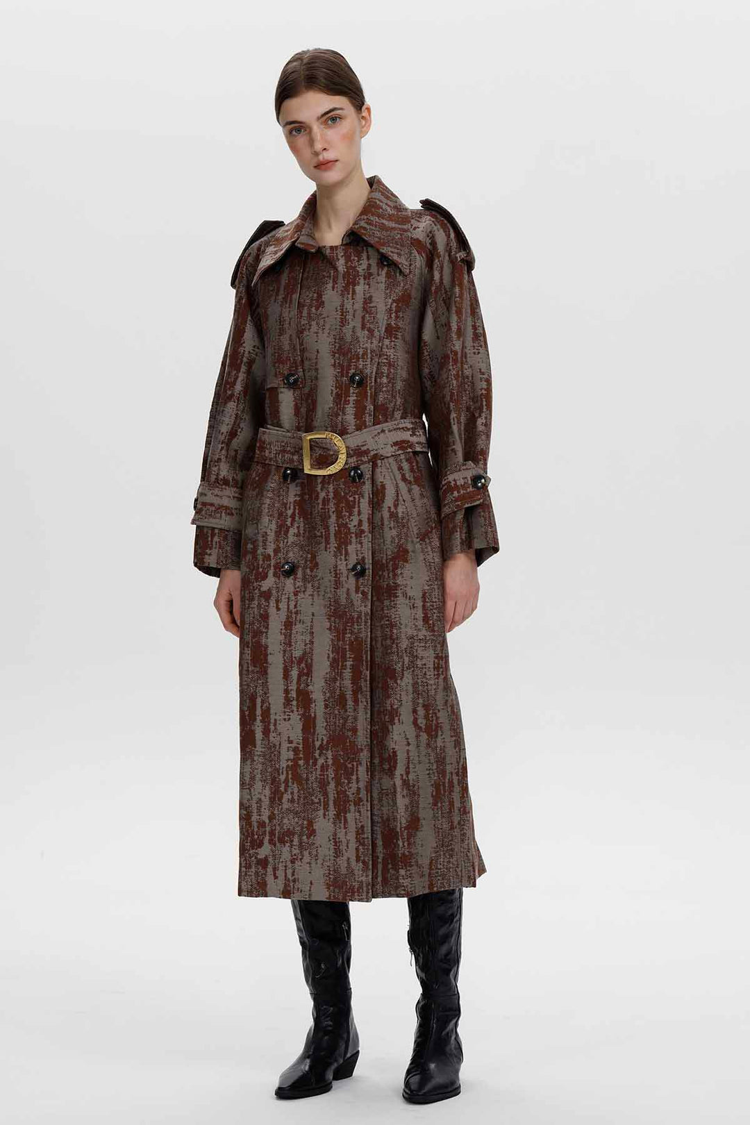 Cecilia Jacquard Belted Trench Coat