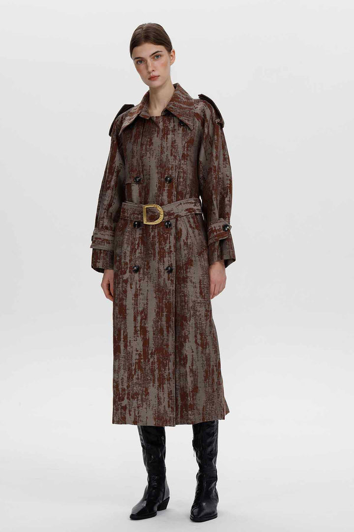 Cecilia Jacquard Belted Trench Coat