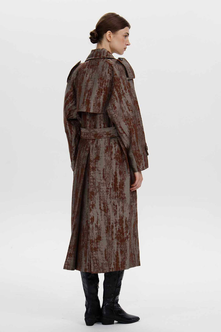 Cecilia Jacquard Belted Trench Coat