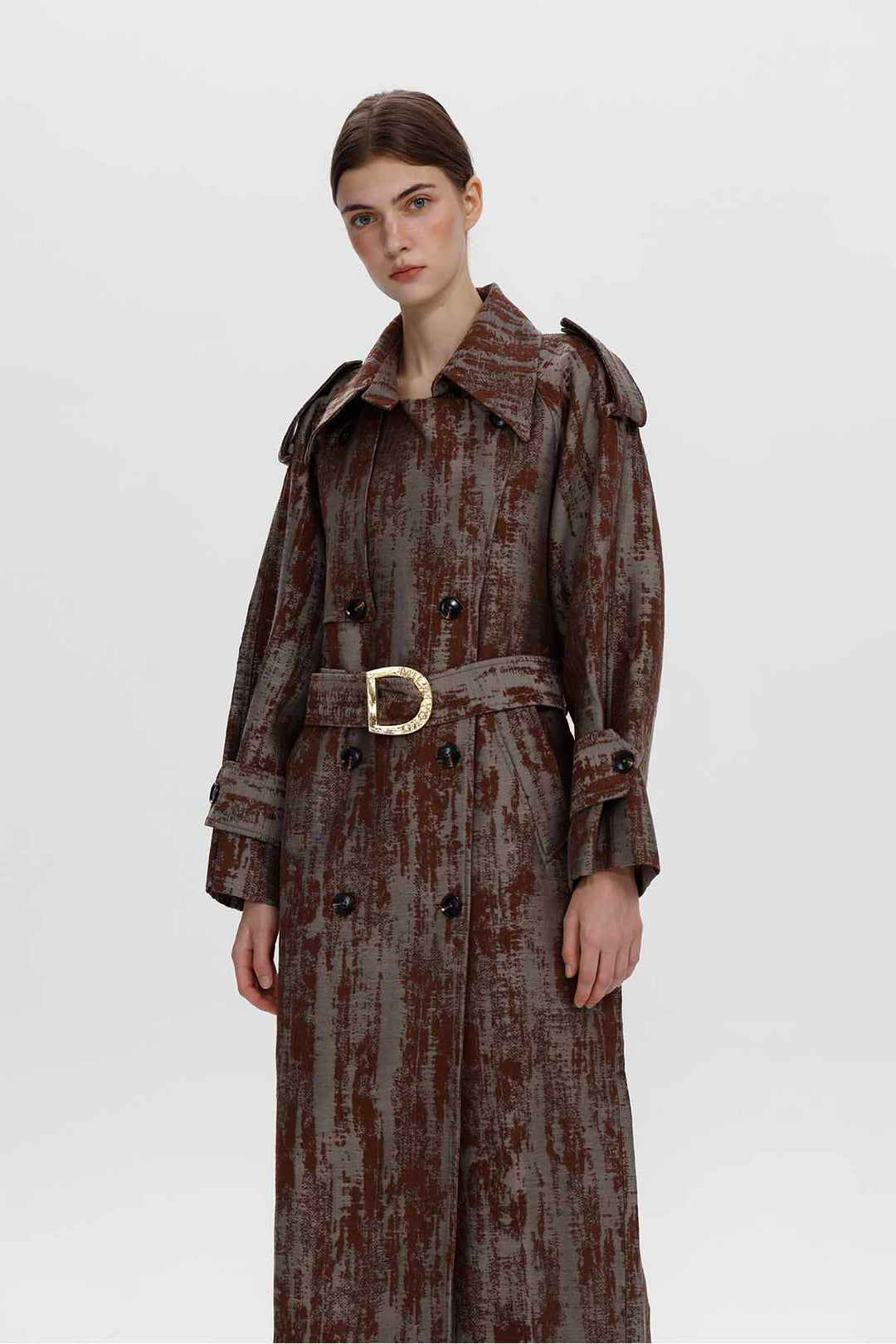Cecilia Jacquard Belted Trench Coat