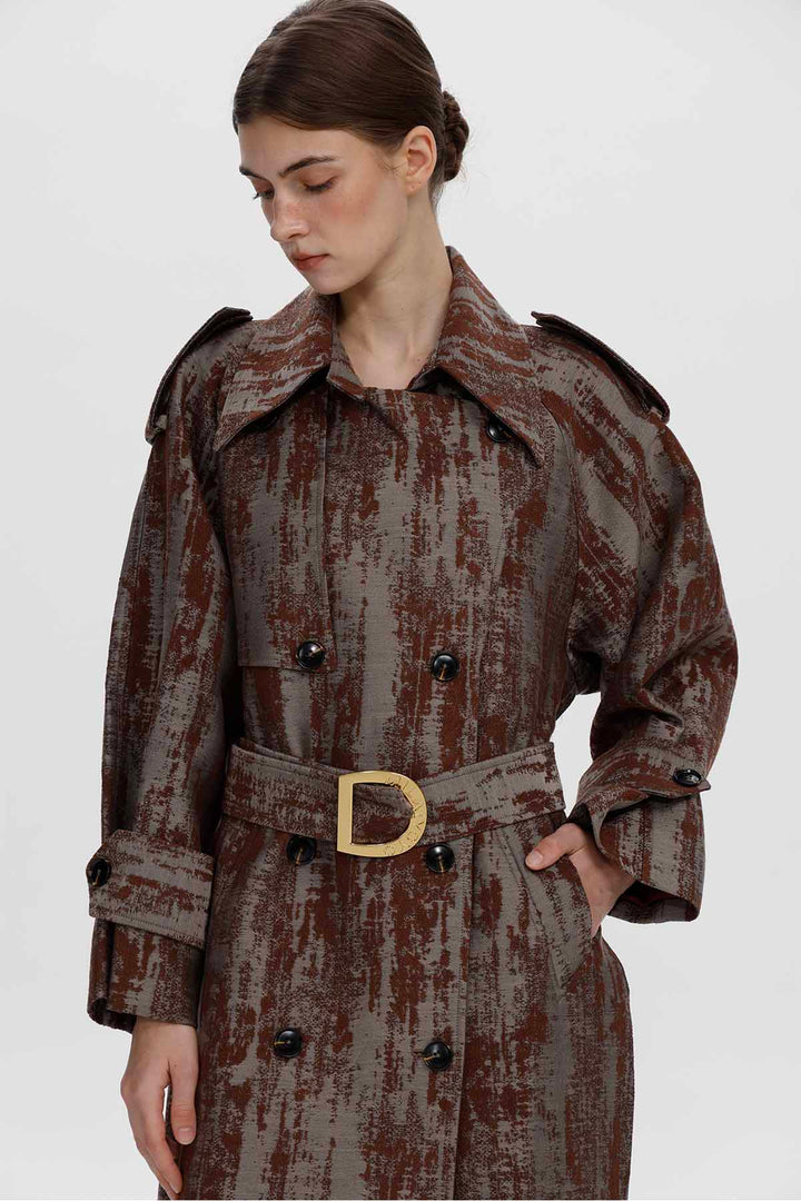 Cecilia Jacquard Belted Trench Coat
